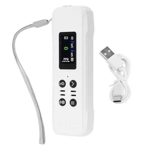Eujgoov Probador de Calidad del Aire 3 en 1, Detector de Humedad y Temperatura de CO con Sensor Electroquímico para el Hogar, Fábrica, Invernadero, Camping, Blanco