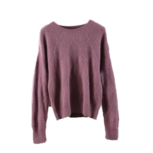 Women's Solid Mink Cashmere Sweater Pullover Knit Hollow Tops Bottoming Warm Thick Jumper