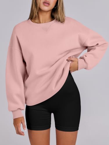 ANRABESS Womens Oversized Sweatshirts Hoodies Crewneck Fleece Pullover Sweaters 2026 Fall Outfits Teen Girls Winter Clothes Light Pink Large — view 3