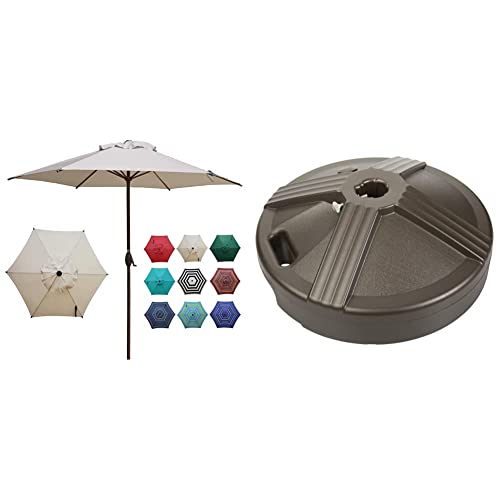 Abba Patio 9Ft Patio Umbrella Outdoor Umbrella Table Market Umbrella With Push Button Tilt And Crank & Pool, Beige & Us Weight Durable Fillable Umbrella Base Designed To Be Used #TOP12