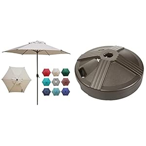 Abba Patio 9ft Patio Umbrella Outdoor Umbrella Table Market Umbrella with Push Button Tilt and Crank & Pool, Beige & US Weight Durable Fillable Umbrella Base Designed to be Used