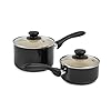Amazon Basics 11-Piece Ceramic Non-Stick Pots and Pans Set, Dishwasher & Oven Safe, Non-Toxic, Easy Clean, Black/Cream #4