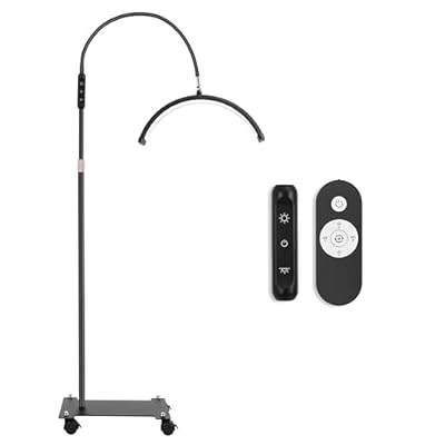 Mznoo Half Moon Light on Wheels, LED Lash Lamp for Eyelash Extensions, Flexible Moon Light for Lash Tech, Nail Tech, Tattoo & Skincare, Adjustable Brightness and Color Modes (Black)