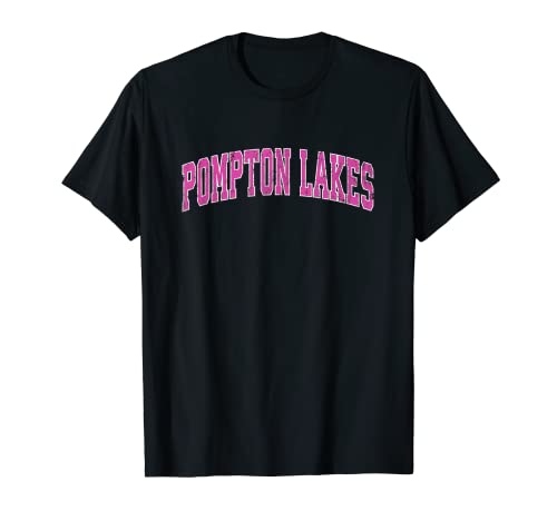 Pompton Lakes New Jersey NJ Vintage Deportes Diseño Rosa Camiseta