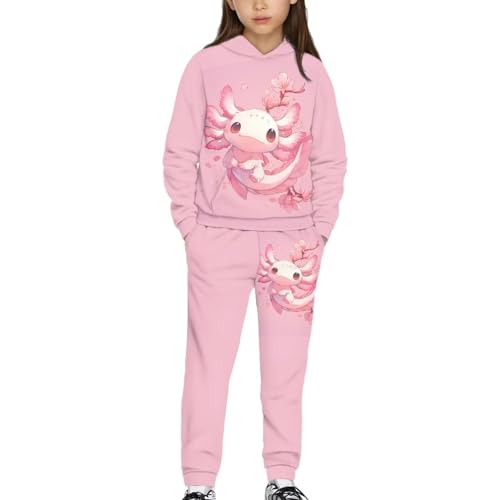 Yuuxorilu Girl's Casual 2 Piece Outfits Graphic Long Sleeve Hoodies Sweatshirts and Sweatpants Set