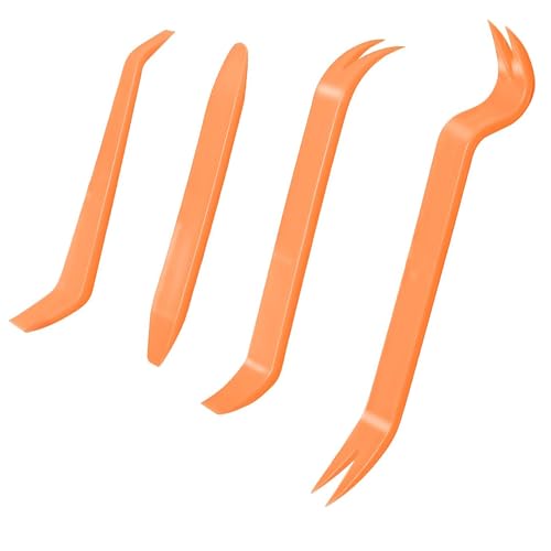JFGDVW 4 Pcs Plastic Car Trim Removal Tool, Durable Car Trim Removal Tool Kit, For Interior Door, Dash & Audio Panel Removal,Safe Automotive Repair Tools(Orange)