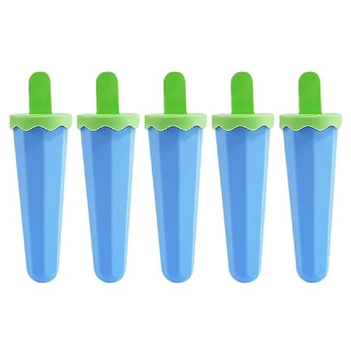 Yuly 5Pcs Reusable Silicone Ice Cream Molds with Drip Guards Easy Release Silicone Popsicles Molds Reusable Ice Lollys Moulds
