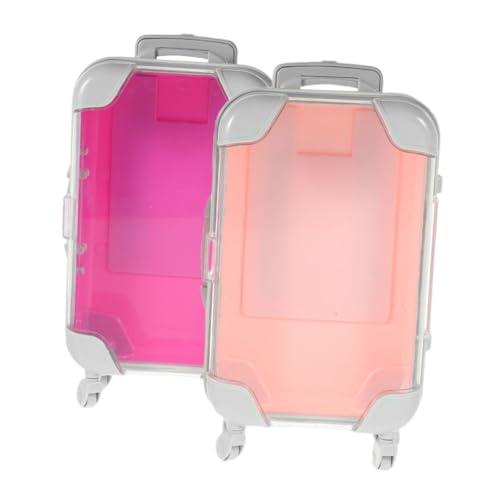 LOLIPPYY 2個 ポータブルメイクアップツールホルダー 小型収納スーツケース 女性用軽量耐久 化粧品整理に ピンク ローズレッド 旅行携帯用