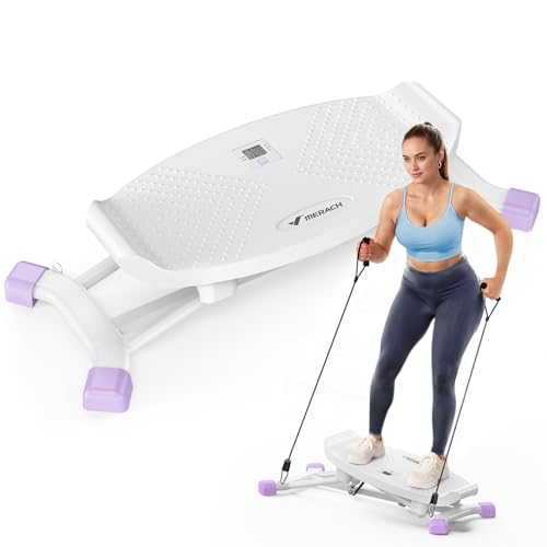 Image of MERACH Balance Board for Adults, Rocking Stepper with Resistance Bands, Portable Wobble Board Featuring LCD Monitor, 300 lbs Capacity Ski Balance Trainer for Full Body Workout at Home Gym