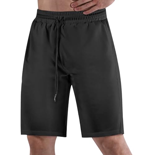 VYLYNL Sommarmode för män enkel strand enfärgade lediga shorts byxor basketshorts dragkedja stanna upp, Svart, L