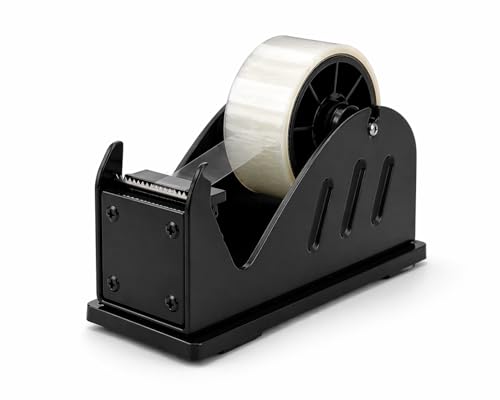 Image of VELLONN Heavy Duty Tape Dispenser 2 Inch (50mm) - Metal Packing Tape Cutter with Anti-Slip Base for Office, Warehouse, Packaging & Desk Use (Black)