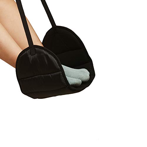 Vter - Airplane Footrest Hammock + Eye Mask Memory Foam with Adjustable Height- Portable Travel Accessories for Comfort Long Flight (Black)