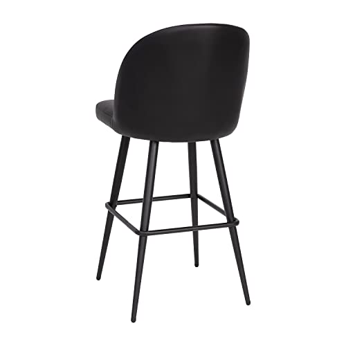 Flash Furniture Taburete de bar sin brazos LeatherSoft de 30 pulgadas, negro, paquete de 2 | Grado comercial, respaldo contorneado, respaldo alto, moderno, reposapiés integrado miniatura 6