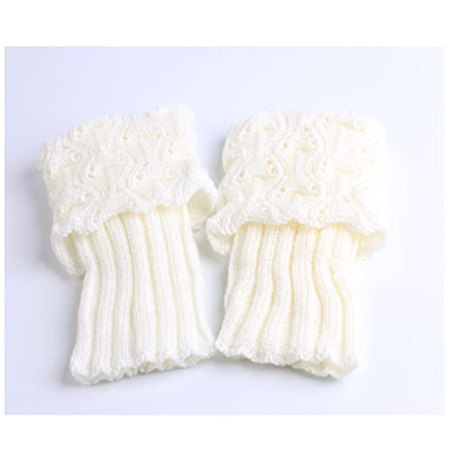 MeiYeAE Damen Beinstulpen Winter Warme Beinwärmer Kurze Gestrickte Stricken Leg Warmers Bein Manschetten Stulpen Boot Abdeckung für Kniewärmer Damen Mädchen 1 Paar Weiß Cover