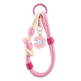 Pink Woven Phone Wrist Strap for Camera Cellphone Lanyard with Daisy Charm Adjustable Wrist Lanyard for Phone Wristlet Keychain Cute Flower Braided Camera Strap Wrist Straps Bag Charms Short Hand Rope