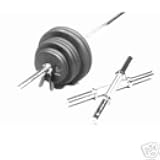 Ader Pump Set 3 Bars with 80 Lbs Regular Plates & 6 Spring Collars.