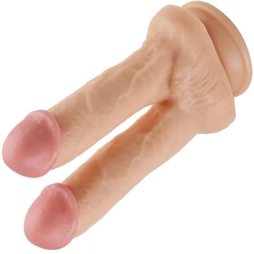 Doppio dildo extra spesso 550 g dildo con ventosa doppio ⌀4 cm sex toy per donne uso solo ed estremo grande anale beige spesso anal FOPS D48