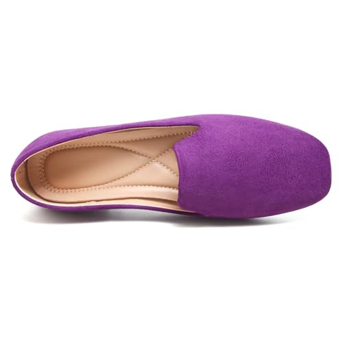 Image of ChaiRong Zhou Women Square Toe Ballets Flats Comfort Slip On Walking Shoes for Driving