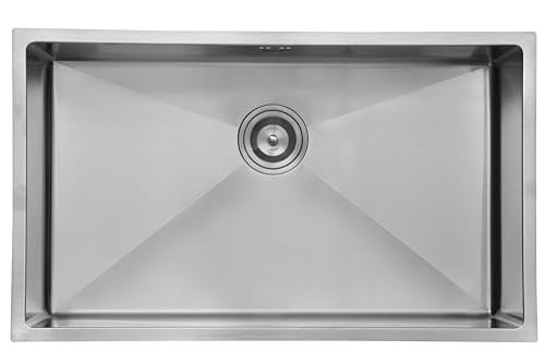 Image of CROCODILE 21 inchX18 inch Single Bowl SS Kitchen Box Sink|304 Stainless Steel |1.2 mm Steel Thickness| Diamond Cut| 25Yrs Warranty|Rust & Stain Resistant|Minimizes Sound|Brushed Matt Finish|