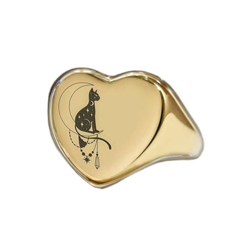 Bague sphinx cœur argent 925 plaqué or et chevalière vintage