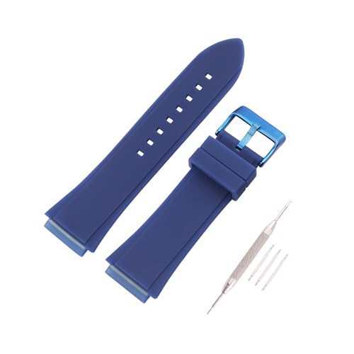 Topuly Men's silicone watch strap compatible with Guess W0040G7 W0247G3 W0040G3 W0040G7 Outdoor sports waterproof watch band women's bracelet buckle (Blue Blue buckle)