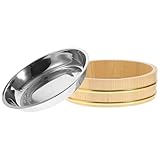 Genérico Cuenco de Madera Natural para Mezclar Arroz Coreano Bibimbap, Plato Resistente para Mariscos y Sushi, Diámetro 25 Cm, Adecuado para Servir y Almacenar Alimentos en Cocina