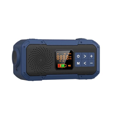 Hand Crank Emergency Radio with Bluetooth,AM/FM/NOAA,2000mAh Backup Battery,Solar & USB