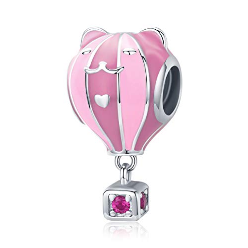 Argent 925 breloque chat mignon perle émail rose pour bracelet femmes