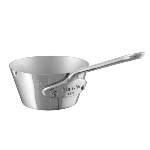 Mauviel M'Minis 1mm Stainless Steel Mini Chef Pan With Pouring Edge, And Cast Stainless Steel Handle, 0.15-Qt, Made in France