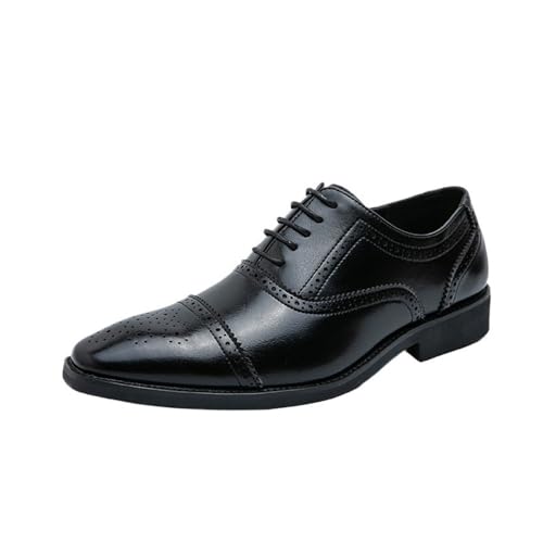 Men's Lace up Patent Leather Brogue Dress Shoes Business Formal Comfortable Lightweight Classic Office Wedding Work Footwear