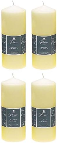 4 x Prices Ivory Altar Candle 200mm X 80mm 100 Hours Burn Time