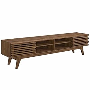 Modway Render 70″ Mid-Century Modern Low Profile Media Console TV Stand, 70 Inch, Walnut Walnut