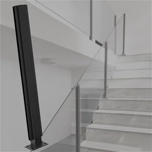 48 44 40 36 32 28 24 in Height Fence Balustrade Post, Porch Glass Fence Clamp Pole, Deck Fence Vitreous Railing Column for Indoor &amp; Outdoor Fences(B-MID,Height 48in/120cm)
