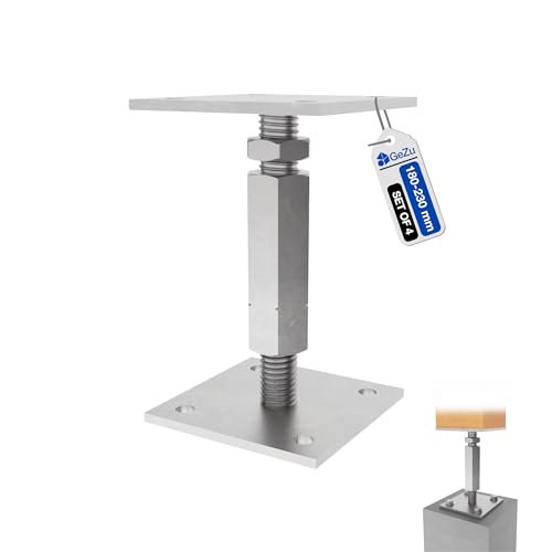 GeZu Impex Support de poteau Galvanoplastie Lot de 4 100 x 100 mm hauteur reglable platine bois pied poteaux clôture