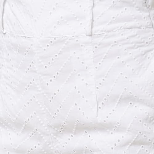 Image of Globus Women White Self Design High-Rise Regular Fit Schiffli Short-3637120001