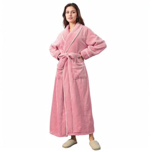 ZBR Plush Long Robes Womens Soft Warm Fleece Bathrobe Fuzzy Robe