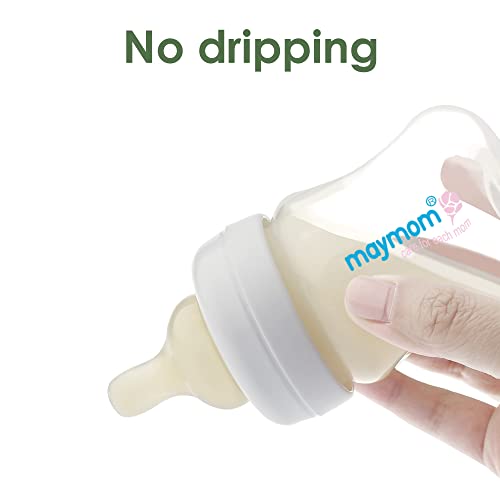 Image of Maymom Wide-Mouth Milk Storage Feeding Collection Bottle with Nipple, Dome Cap, Bottle Top, SureSeal Sealing Disk; Compatible with Spectra Pump /Motif Luna; 5 pc (4.7Oz /140mL)