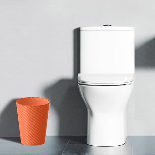 Image of Lysam Bathroom Trash Can, 3 Pack 1.8 Gallons Small Trash Can with Trash Bags, Bathroom Garbage Can, Plastic Trash Bin, Round Waste Basket for Bedroom, Office, Kitchen, Compact Space (Orange)
