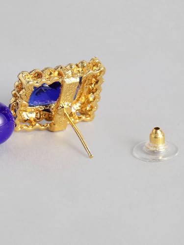 Gargantilla con cuentas chapadas en oro azul DMZ-2273 de latón talla S 6