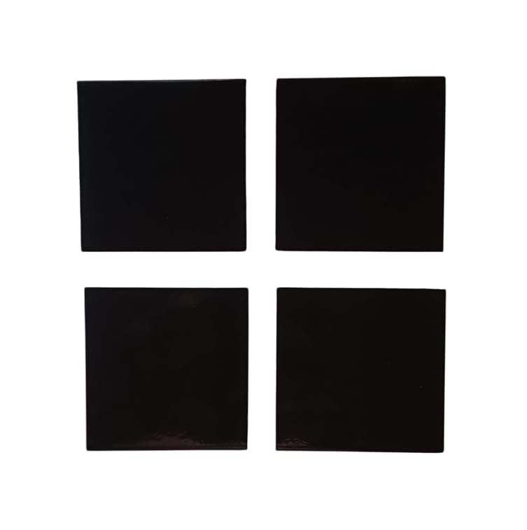 Image of 8 x 8 cm Ceramic Black Colour Wall Tile - Pack of 4