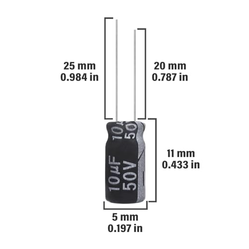 10uF 50V Electrolytic Capacitor 5x11mm 10 uF MFD 50 Volt 0.2x0.43in Aluminum Capacitors (Pack of 15)