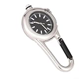 Besttoolifes Reloj de clip de mosquetón con manecillas luminosas y linterna LED integrada para senderismo, camping y escalada en roca, reloj de brújula de metal para exteriores, esfera de 40 mm, 61 g