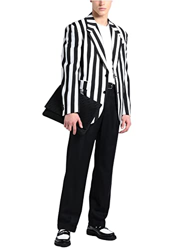 Men's Stripe Blazer Two-Button Tuxedos Jacket Cosplay Party Wedding Notch Lapel3