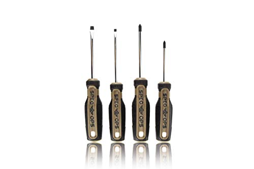 Image of Spec Ops Tools Screwdriver Set for Professional Construction & Jobsite Use, Phillips and Slotted Drivers with Magnetic Tips, 4-Piece