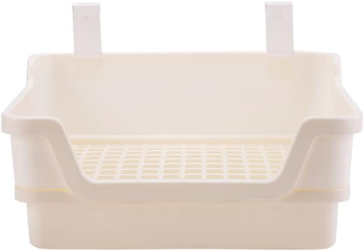 Large Rabbit Litter Box Cage Plastic Grid & Dump Tray – Pet Waste Station for Bunny Supplies for Adult Guinea Pigs, Chinchilla, Ferret, Galesaur, Small Animals (Beige)