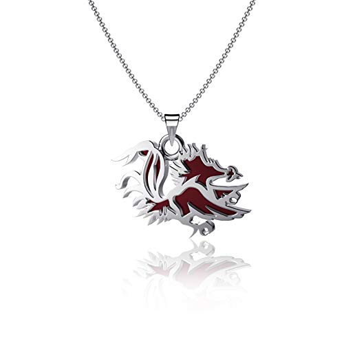 University of South Carolina Pendant Necklace - Enamel, USC Logo - Sterling Silver Jewelry by Dayna Designs. Small for Women   Girls