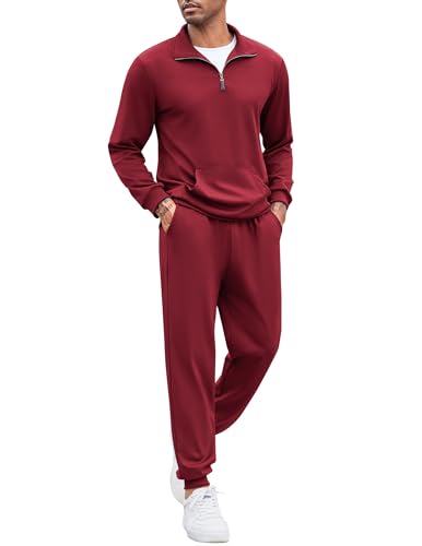 Survêtement 2 pièces homme veste zippée 1/4 pour rester au chaud en automne