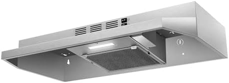 SNDOAS 30 inch Range Hood Ducted/Ductless Convertible Stainless Steel Range Hood Under Cabinet with Rocker Button Control,Vent Hood with LED Light,2 Speed Exhaust Fan,Under Cabinet Hood,Silver