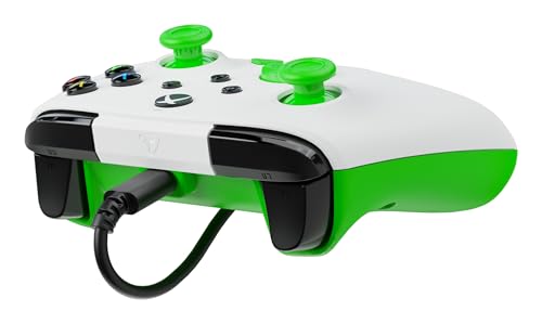 Turtle Beach Rematch Core blanc/vert - Manette de jeu filaire - Licence Xbox Series XS, Xbox One et PC - touches audio, moteurs de vibration et gâchettes d'impulsion, câble de 3 m