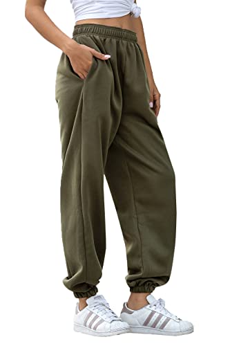 Image of Women's Cinch Bottom Sweatpants Pockets High Waist Sporty Gym Athletic Fit Jogger Pants Lounge Trousers